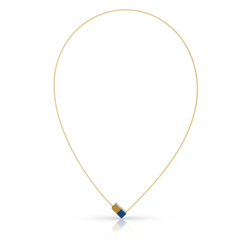 Best Sale CLIC by Suzanne Collier Twee Kubusjes Blauw Goud Met Gouden Draad Cg205Bg