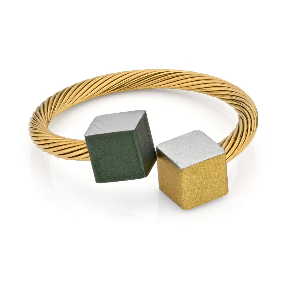 Store CLIC by Suzanne Gouden Ring Kubusjes Groen Goud Rg4Grg