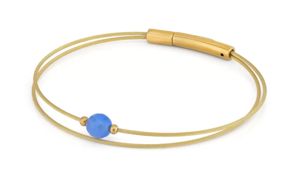 Flash Sale CLIC by Suzanne Thinking Of You Edelsteen Armband Blauwe Agaat Goud